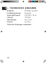 Preview for 22 page of SOLIS THERMOPAD 2260 User Manual