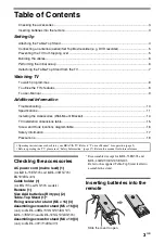 Preview for 3 page of Sony BRAVIA 4-174-990-11(1) Operating Instructions Manual