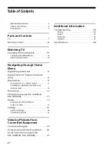 Preview for 2 page of Sony BRAVIA KDL-32R41 B Series Operating Instructions Manual