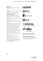 Preview for 2 page of Sony Bravia KDL-32W654A Operating Instructions Manual