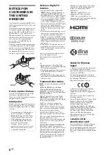 Preview for 2 page of Sony BRAVIA KDL-40NX703 Operating Instructions Manual