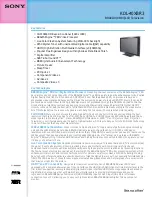 Preview for 1 page of Sony BRAVIA KDL-40XBR3 Specifications