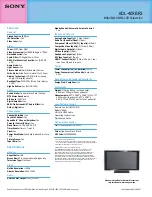 Preview for 2 page of Sony BRAVIA KDL-40XBR3 Specifications