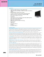 Sony BRAVIA KDL-46V2500 Specifications preview