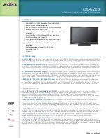 Sony BRAVIA KDL-46V3000 Specifications preview