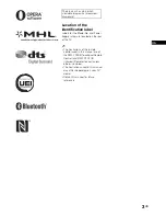 Preview for 3 page of Sony Bravia XBR-85X950B Operating Instructions Manual