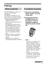 Preview for 9 page of Sony BT10CX - DR - Headset Operating Instructions Manual