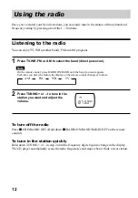 Preview for 12 page of Sony CD Walkman D-FJ405 Operating Instructions Manual