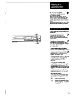 Preview for 15 page of Sony CDP-211 - Compact Disc Player Operating Instructions Manual