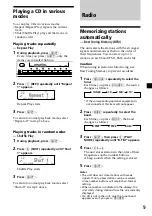 Preview for 9 page of Sony CDX-C6850 Operating Instructions Manual