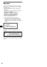 Preview for 2 page of Sony CDX-CA790X Operating Instructions Manual