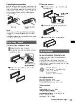 Preview for 11 page of Sony CDX GT11W - Radio / CD Player Operating Instructions Manual