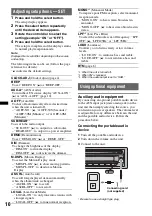 Preview for 10 page of Sony CDX GT23W - Radio / CD Operating Instructions Manual