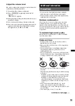 Preview for 11 page of Sony CDX GT23W - Radio / CD Operating Instructions Manual