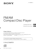 Preview for 1 page of Sony CDX-GT25MPW - Fm/am Compact Disc Player Operating Instructions Manual