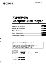 Sony CDX-GT410U - Fm/am Compact Disk Player Operating Instructions Manual preview