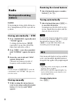 Preview for 8 page of Sony CDX-GT620UI Operating Instructions Manual