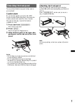 Preview for 7 page of Sony CDX-GT650UI - Fm/am Compact Disc Player Operating Instructions Manual