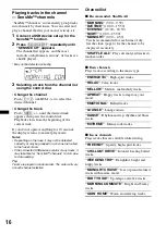 Preview for 16 page of Sony CDX-GT650UI - Fm/am Compact Disc Player Operating Instructions Manual