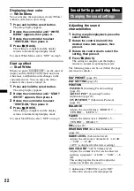 Preview for 22 page of Sony CDX-GT650UI - Fm/am Compact Disc Player Operating Instructions Manual