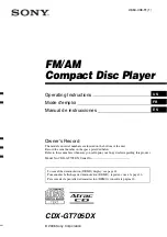 Sony CDX-GT705DX - Cd Player With Mp3/wma Playback Operating Instructions Manual preview