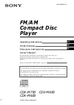 Sony CDX-M600 - Fm/am Compact Disc Player Operating Instructions Manual preview