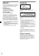 Preview for 2 page of Sony CDX-M600R Operating Instructions Manual