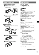 Preview for 11 page of Sony CDX-S2250EE Operating Instructions Manual