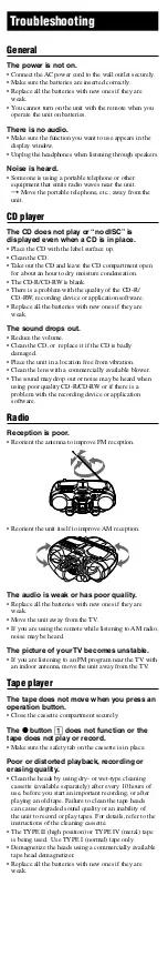 Preview for 12 page of Sony CFD G505 - Xplod Boombox User Manual