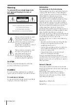 Preview for 3 page of Sony CFD-V35 - Cd Radio Cassette-corder Operating Instructions Manual