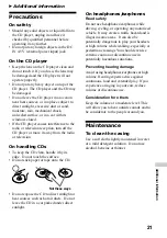 Preview for 21 page of Sony D-EJ616CK - Portable Cd Player Operating Instructions Manual