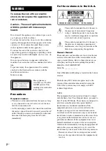 Preview for 2 page of Sony DAV-HDX587WC - Bravia Theater System Operating Instructions Manual