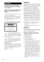 Preview for 2 page of Sony DAV-HDZ235 - Dvd Home Theater System Operating Instructions Manual