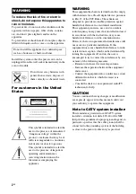 Preview for 2 page of Sony DG510 - STR AV Receiver Operating Instructions Manual