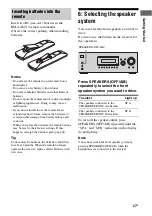 Preview for 27 page of Sony DG510 - STR AV Receiver Operating Instructions Manual