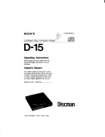 Sony Discman D-15 Operating Instructions Manual preview