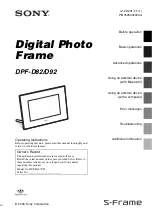 Sony DPF D92 - LCD WVGA 15:9 Diagonal Digital Photo Frame Operating Instructions Manual preview