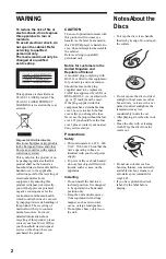 Preview for 2 page of Sony DVP-NS15 Operating Instructions Manual