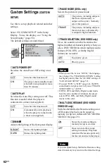 Preview for 62 page of Sony DVP-NS57P - Cd/dvd Player Operating Instructions Manual