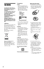 Preview for 2 page of Sony DVP-NS710HP Operating Instructions Manual