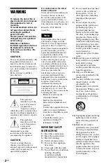 Preview for 2 page of Sony DVP-SR101P Operating Instructions Manual