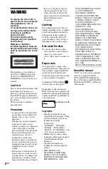 Preview for 2 page of Sony DVP-SR120 Reference Manual