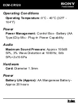 Preview for 4 page of Sony ECM-CR120 Specifications