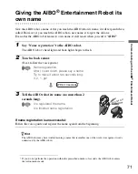 Preview for 71 page of Sony ERS-7M3 - Aibo Entertainment Robot User Manual