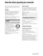 Preview for 5 page of Sony Handycam DCR-DVD408 Operating Manual