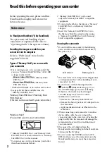 Preview for 2 page of Sony Handycam DCR-SR210E Handbook