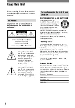 Preview for 2 page of Sony HDR HC1 - 2.8MP High Definition MiniDV Camcorder Operating Manual