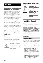 Preview for 2 page of Sony HT-M22 Operating Instructions Manual