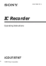 Sony ICD-37 - Ic Recorder Operating Instructions Manual preview