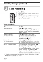 Preview for 12 page of Sony ICD-SX25 - Icd Recorder Operating Instructions Manual